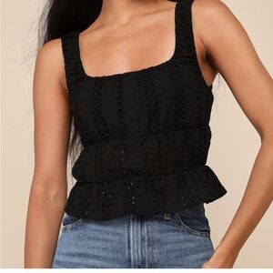 Lulu’s Black Eyelet Embroidered Tank Top NWT